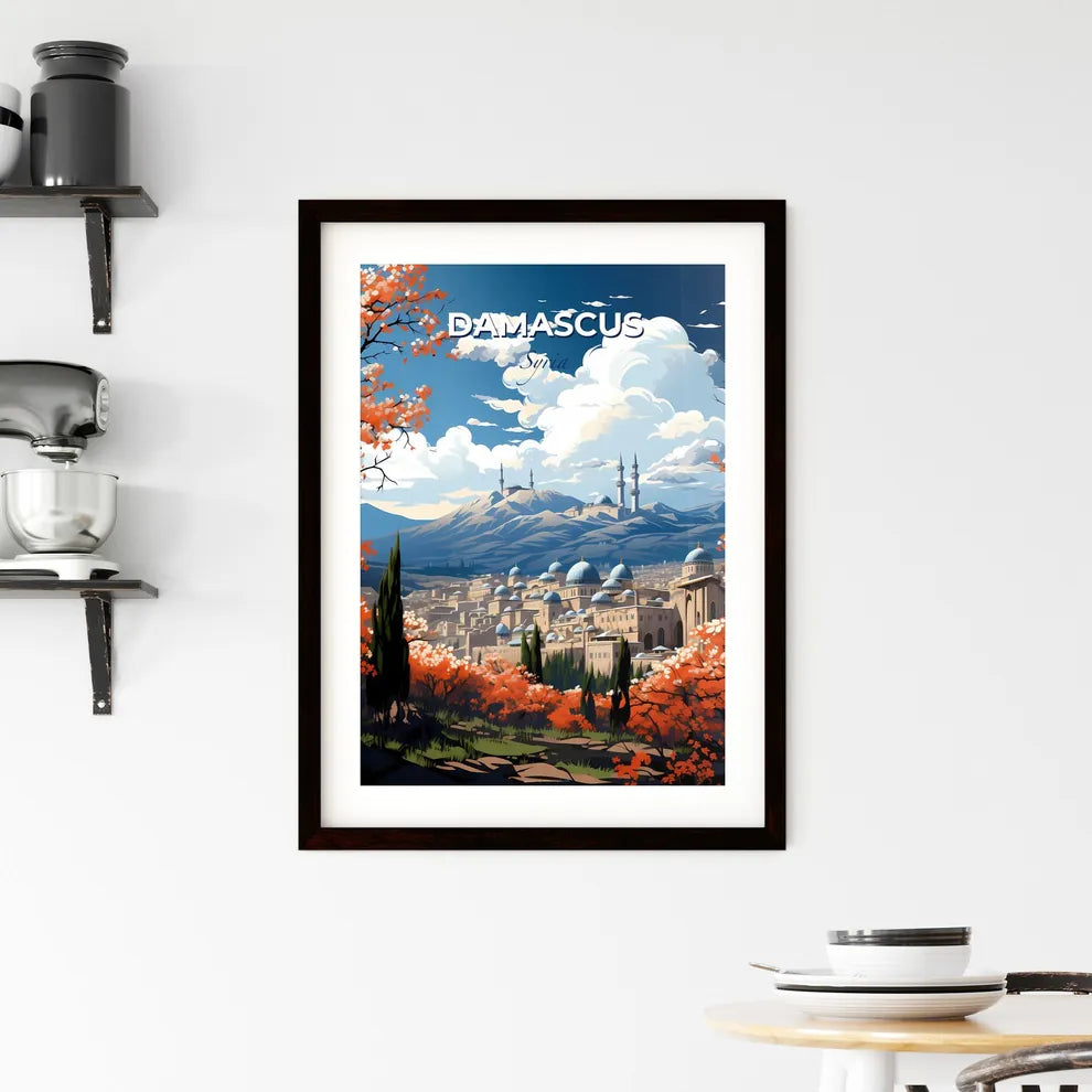 Painting of Damascus Syria City Skyline with Domes and Mountains Default Title