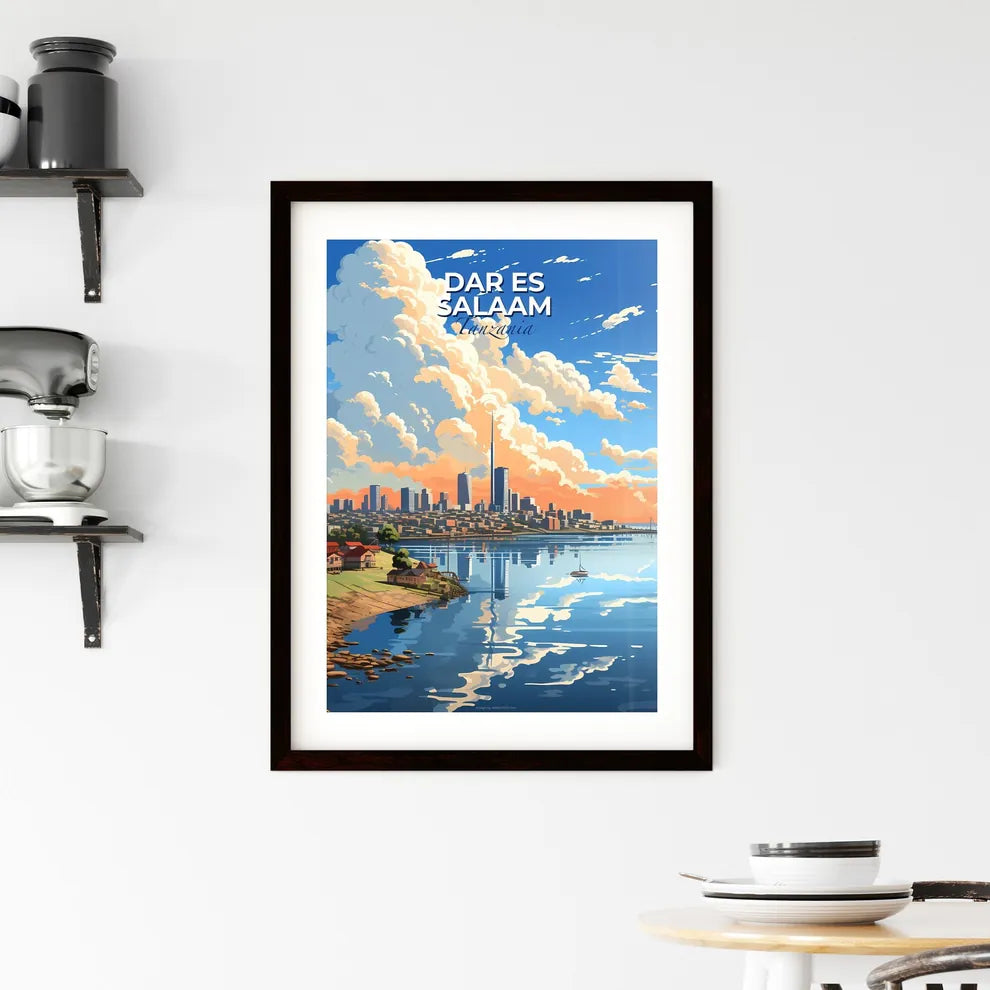 Vibrant Dar es Salaam Tanzania Skyline Painting, City by the Water, Urban Art Default Title