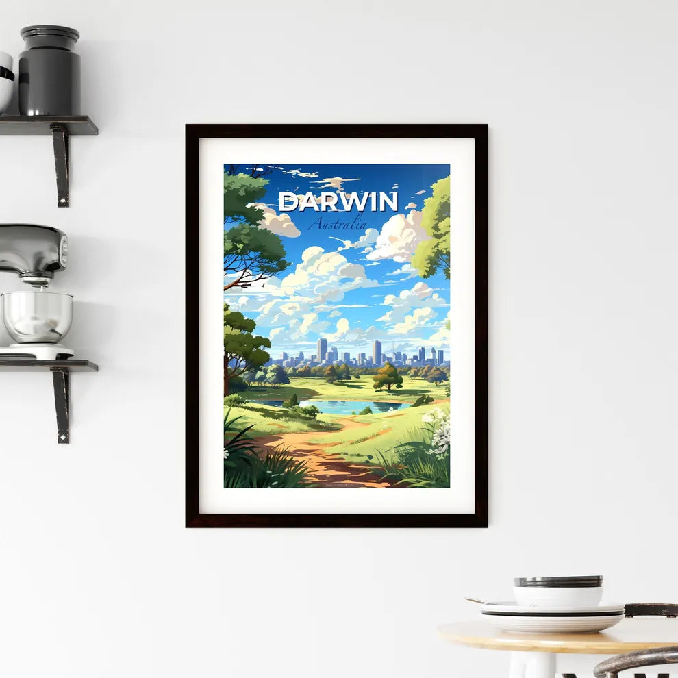 Landscape Painting of Darwin Australia City Skyline with River and Trees Default Title