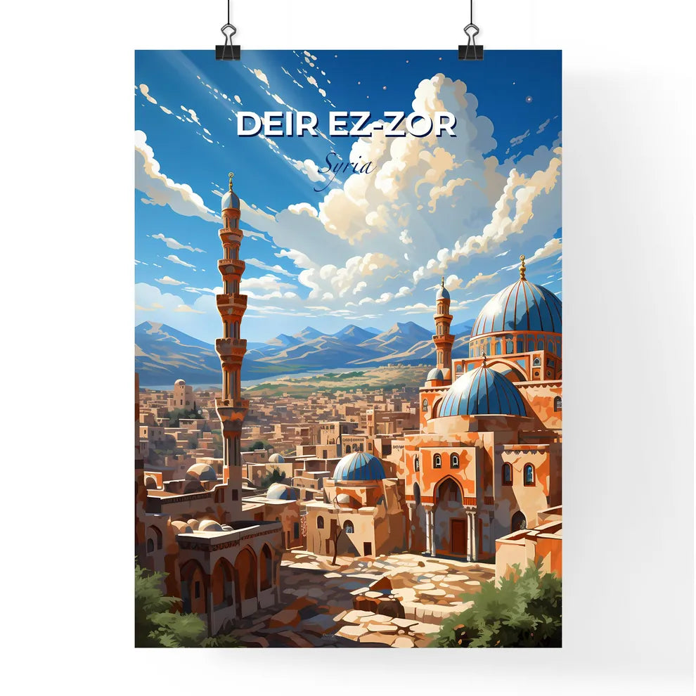 Deir ez-Zor Cityscape Painting Syria Skyline Blue Dome Architecture Art Default Title