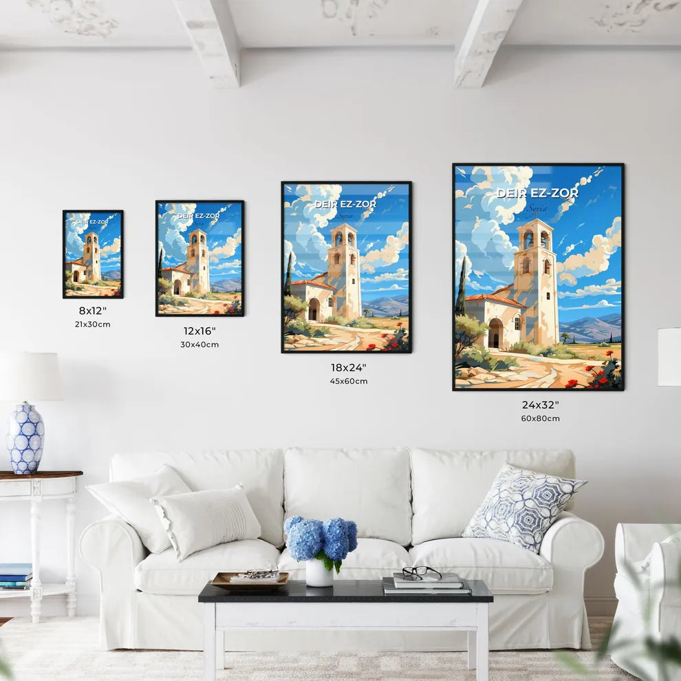 Vibrant Painting of Artistic Deir ez-Zor Syria Skyline with Bell Tower Default Title