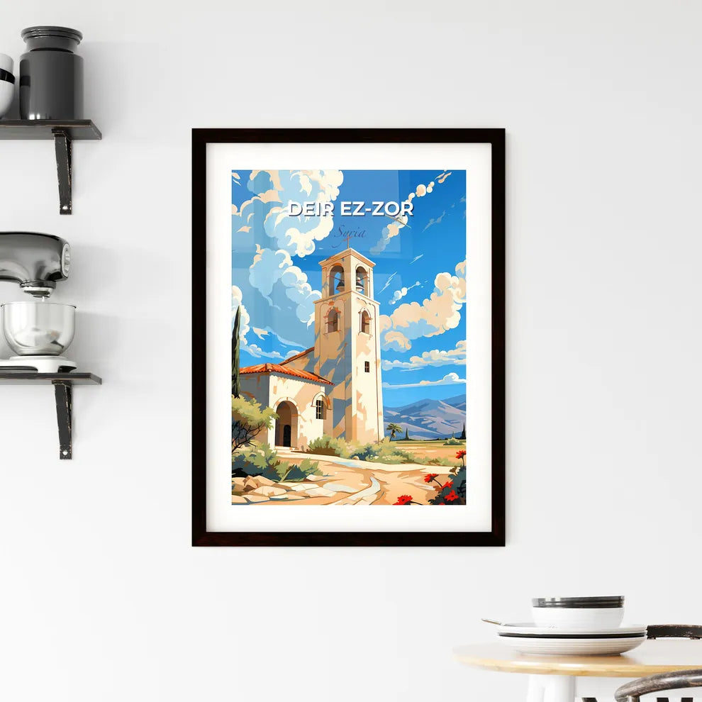 Vibrant Painting of Artistic Deir ez-Zor Syria Skyline with Bell Tower Default Title