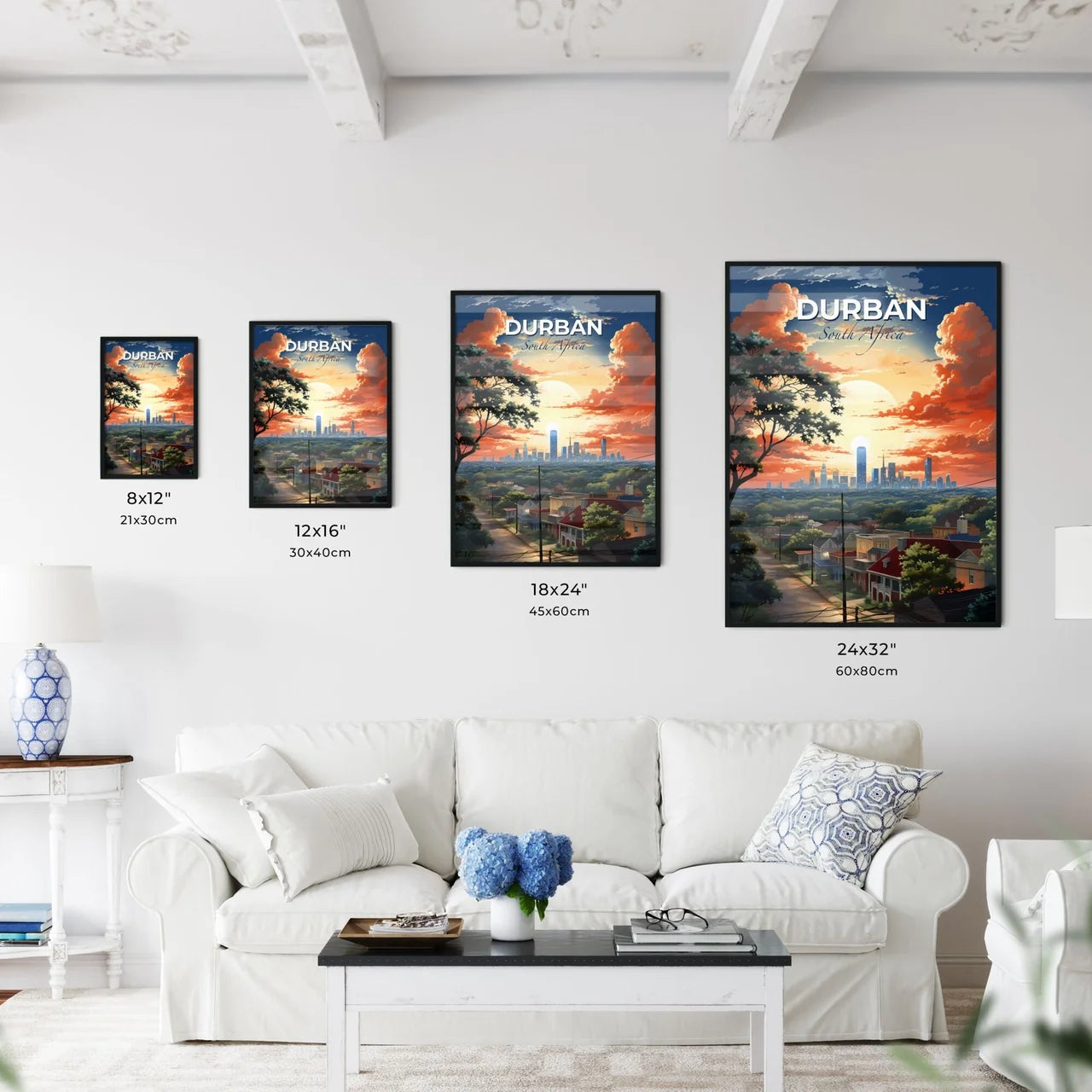 Durban Skyline Cityscape Painting Sunset Vibrant Artwork Default Title