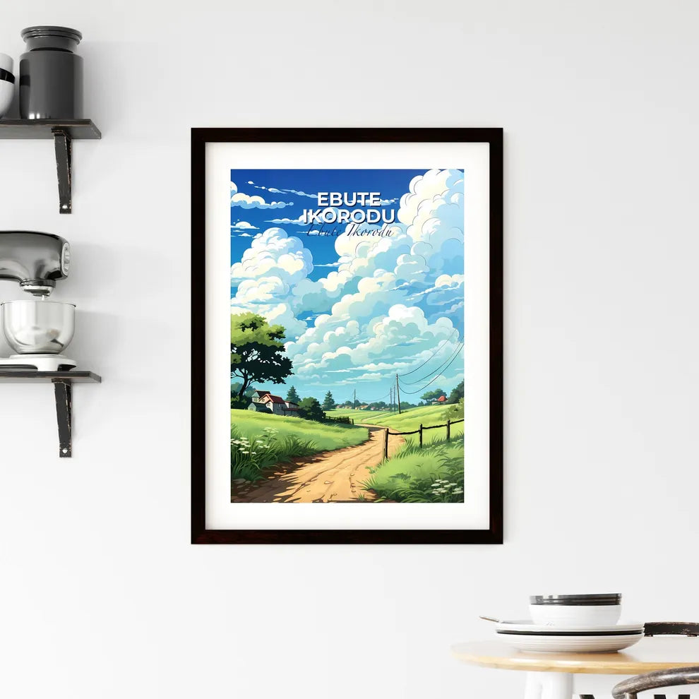 Vibrant Painting of Ebute Ikorodu Nigeria Skyline with Country Road and Greenery Default Title