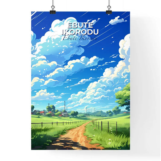 Ebute Ikorodu Nigeria Dirt Road Field Trees Fence Skyline Vibrant Painting Default Title