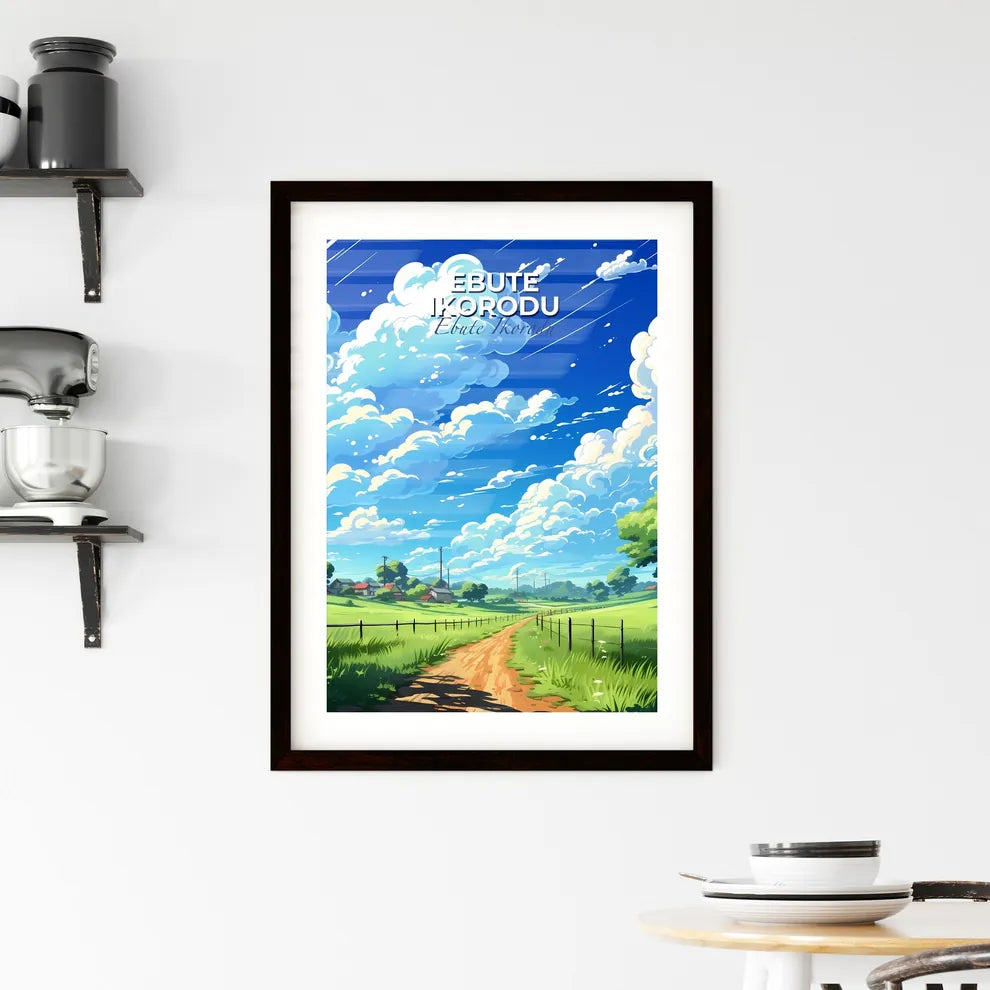 Ebute Ikorodu Nigeria Dirt Road Field Trees Fence Skyline Vibrant Painting Default Title