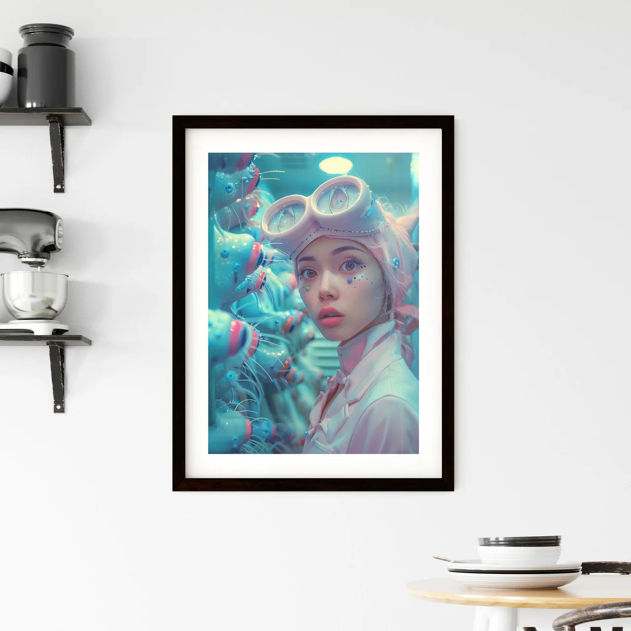 Retrofuturistic Pastel Dream: Framed Print