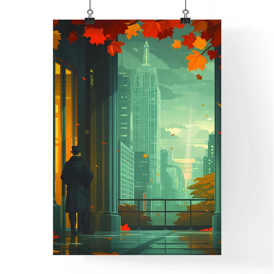 Urban Tapestry: Geometric Minimalism - Old High-Rise Doorman Monitoring Vibrant Interactions in Lobby Painting Poster