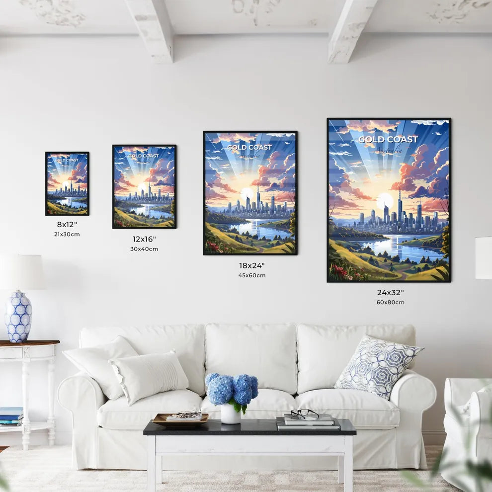 Gold Coast Tweed Heads Australia Skyline Art Painting Landscape Cityscape River Trees Default Title