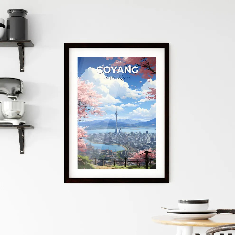 South Korea City Skyline Painting Artwork Tower Water Mountains Art Default Title