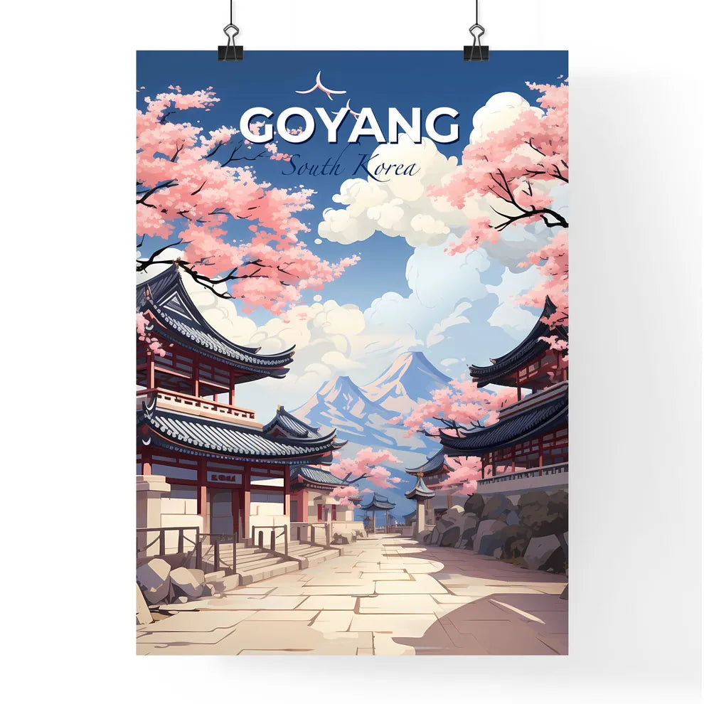 Goyang South Korea Skyline panorama street buildings pink blossoms vibrant art Default Title