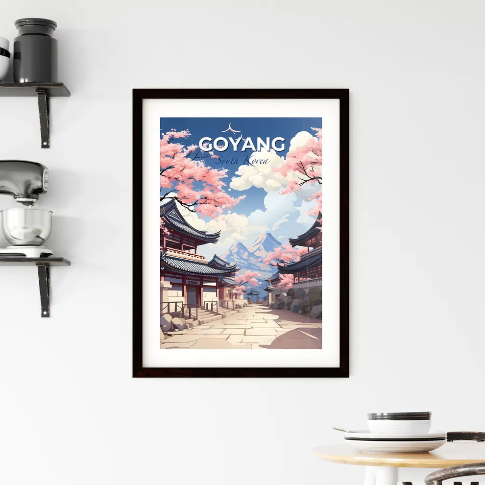 Goyang South Korea Skyline panorama street buildings pink blossoms vibrant art Default Title