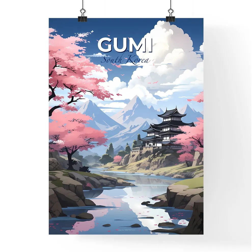 Artistic Landscape of Gumi South Koreas City Skyline With River, Building, and Greenery Default Title