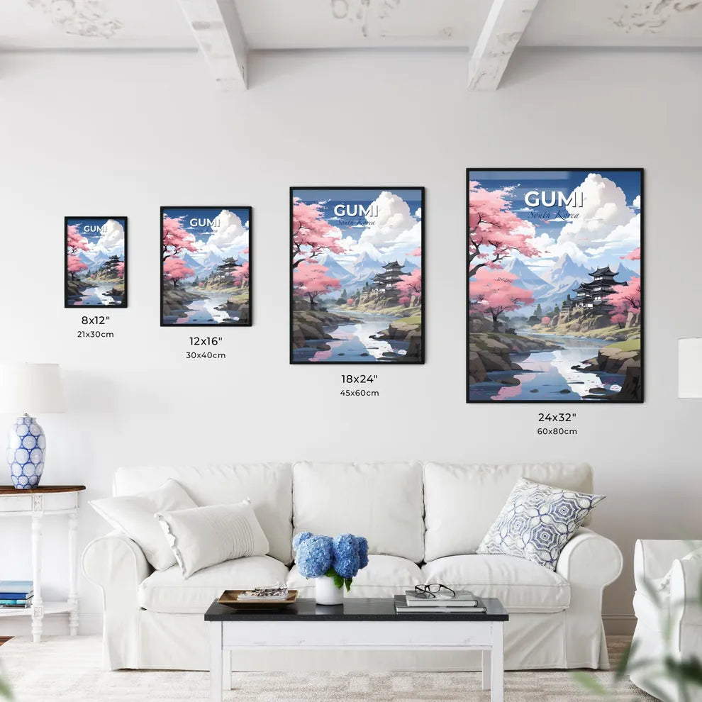 Artistic Landscape of Gumi South Koreas City Skyline With River, Building, and Greenery Default Title