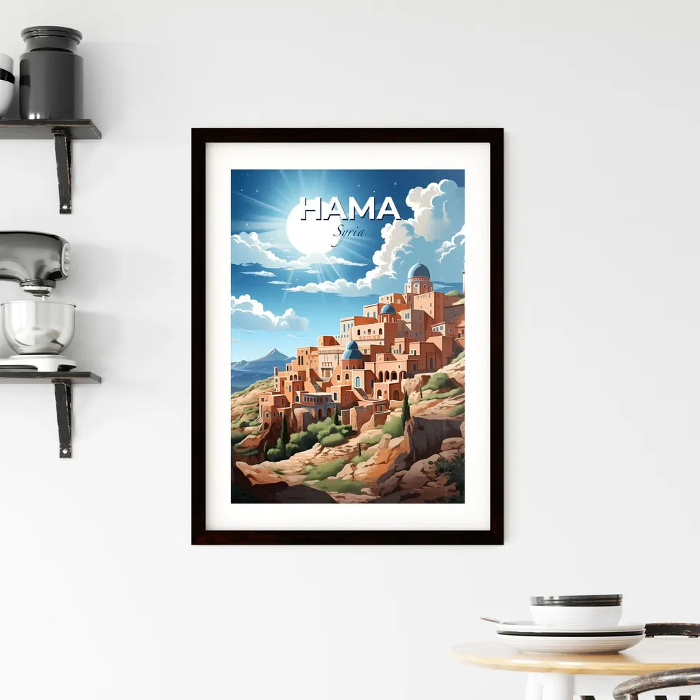 Cityscape Artwork: Vibrant Cartoon Painting of Hama Syria Skyline Default Title