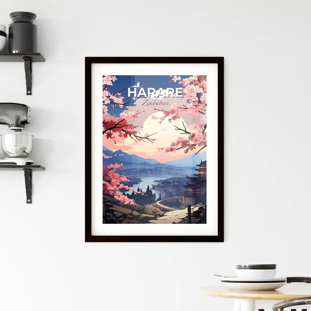 Harare Zimbabwe Skyline Art - Vibrant Painting with Pagoda and River Default Title