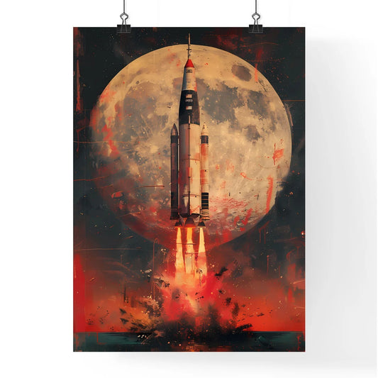 Neon Pink Rocket Splashes into Teal Pool Poster