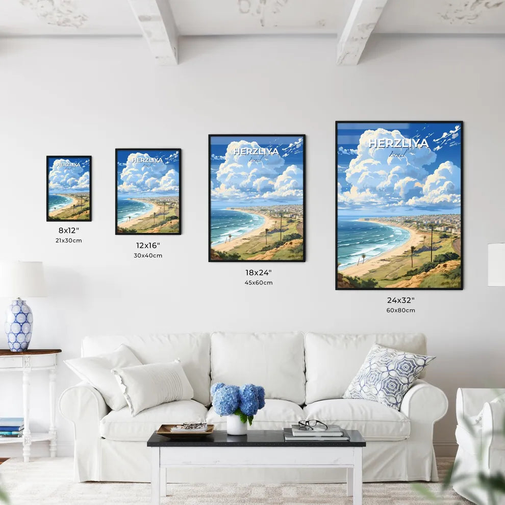 Vibrant Beachside Skyline of Herzliya Israel - Art Deco Architecture and Stunning Shoreline Default Title