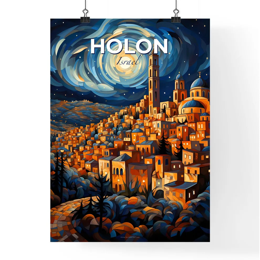 Vibrant Cityscape Art Painting - Colorful Skyline Night Painting - Modern Abstract City Painting Default Title