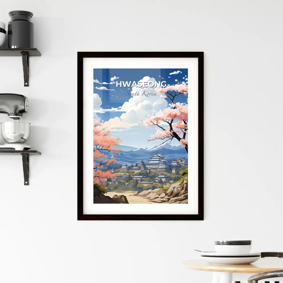 Hwaseong Cityscape Painting: Vibrant Urban Skyline Artwork Featuring Mountainous Landscape Default Title