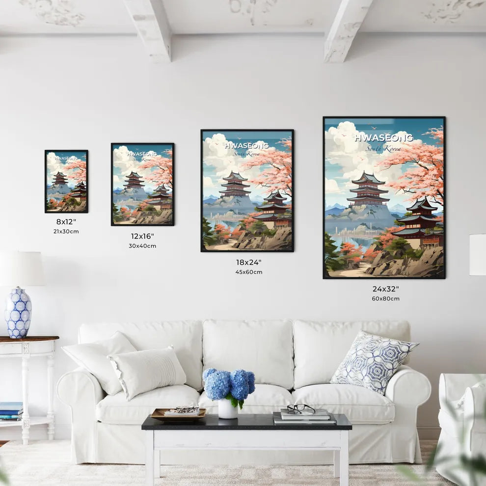 Hwaseong South Korea Skyline Artistic Pagoda Lake Painting Canvas Wall Art Default Title