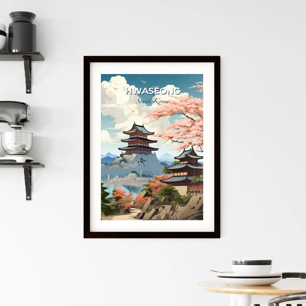 Hwaseong South Korea Skyline Artistic Pagoda Lake Painting Canvas Wall Art Default Title