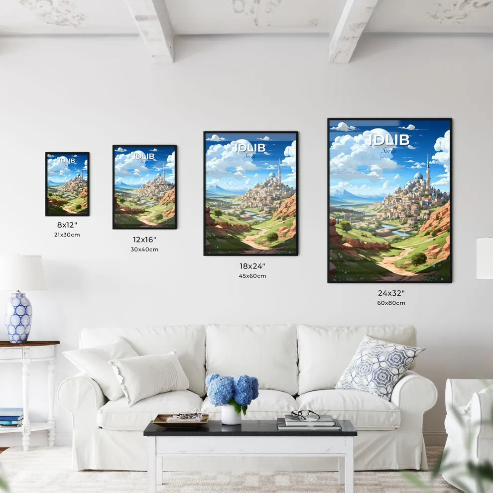 Idlib Syria Cityscape Painting Art Street Mountains River Cityscape Default Title