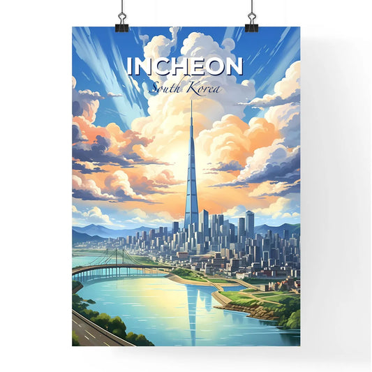 Vibrant Painting of Incheon Skyline with Bridge and Architecture Default Title