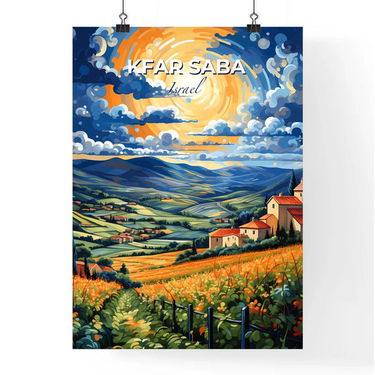 Kfar Saba Israel Cityscape Painting Landscape Art Skyline Buildings Fields Default Title