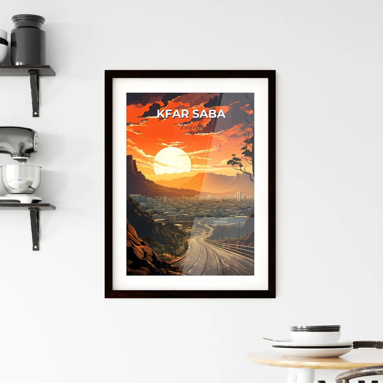 Expressive Cityscape Road Scene Kfar Saba Israel Skyline Art Painting Default Title