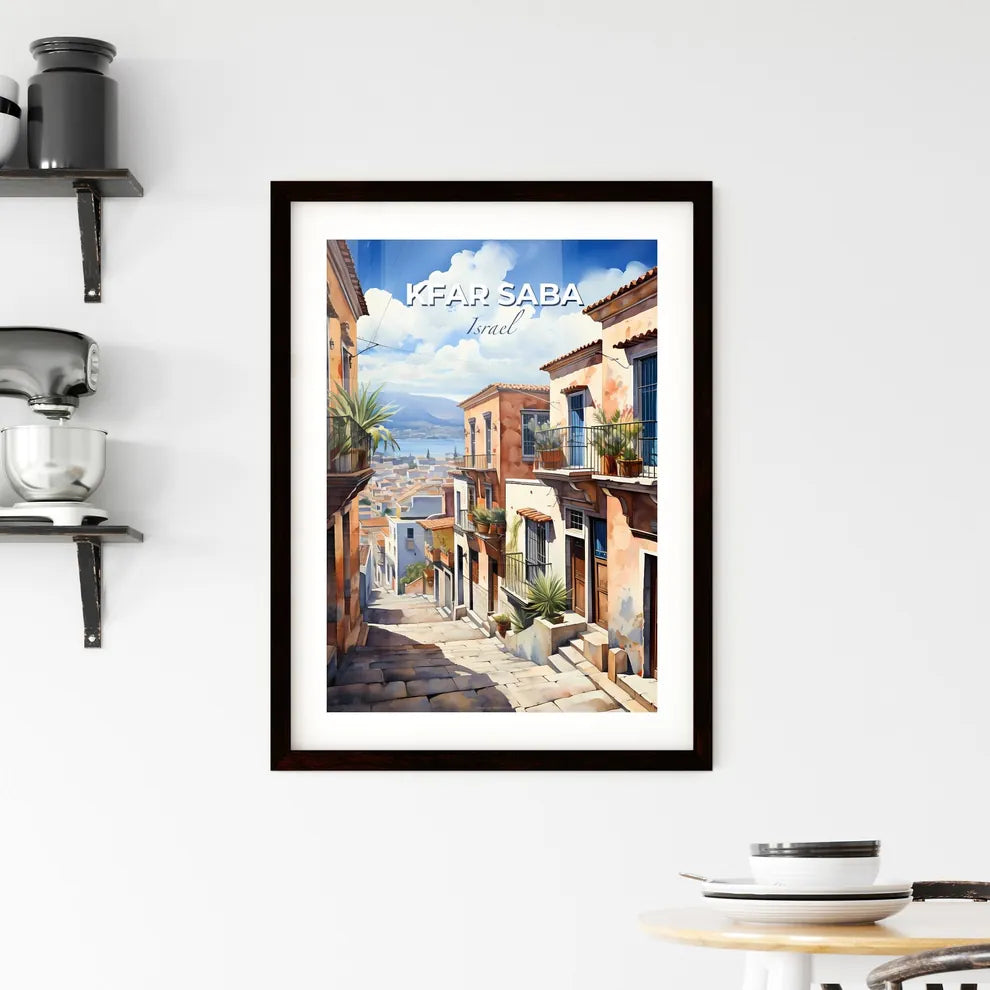 Modern Artwork of Kfar Saba Israel Skyline - Street Scene with Buildings and City in Background Default Title