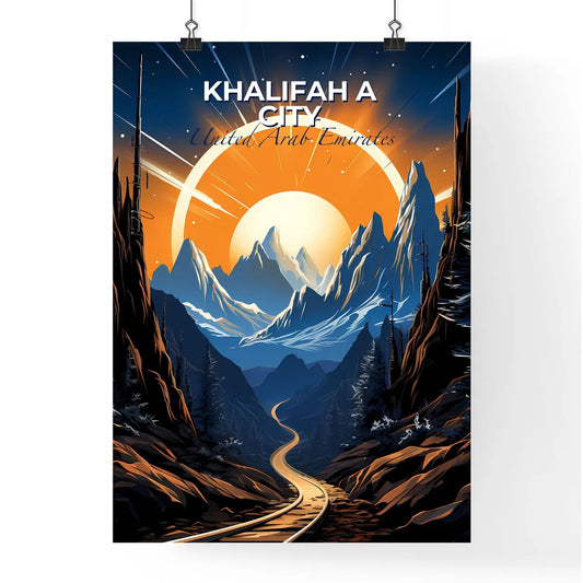Vibrant Mountain Road Painting: Khalifah City United Arab Emirates Skyline Default Title
