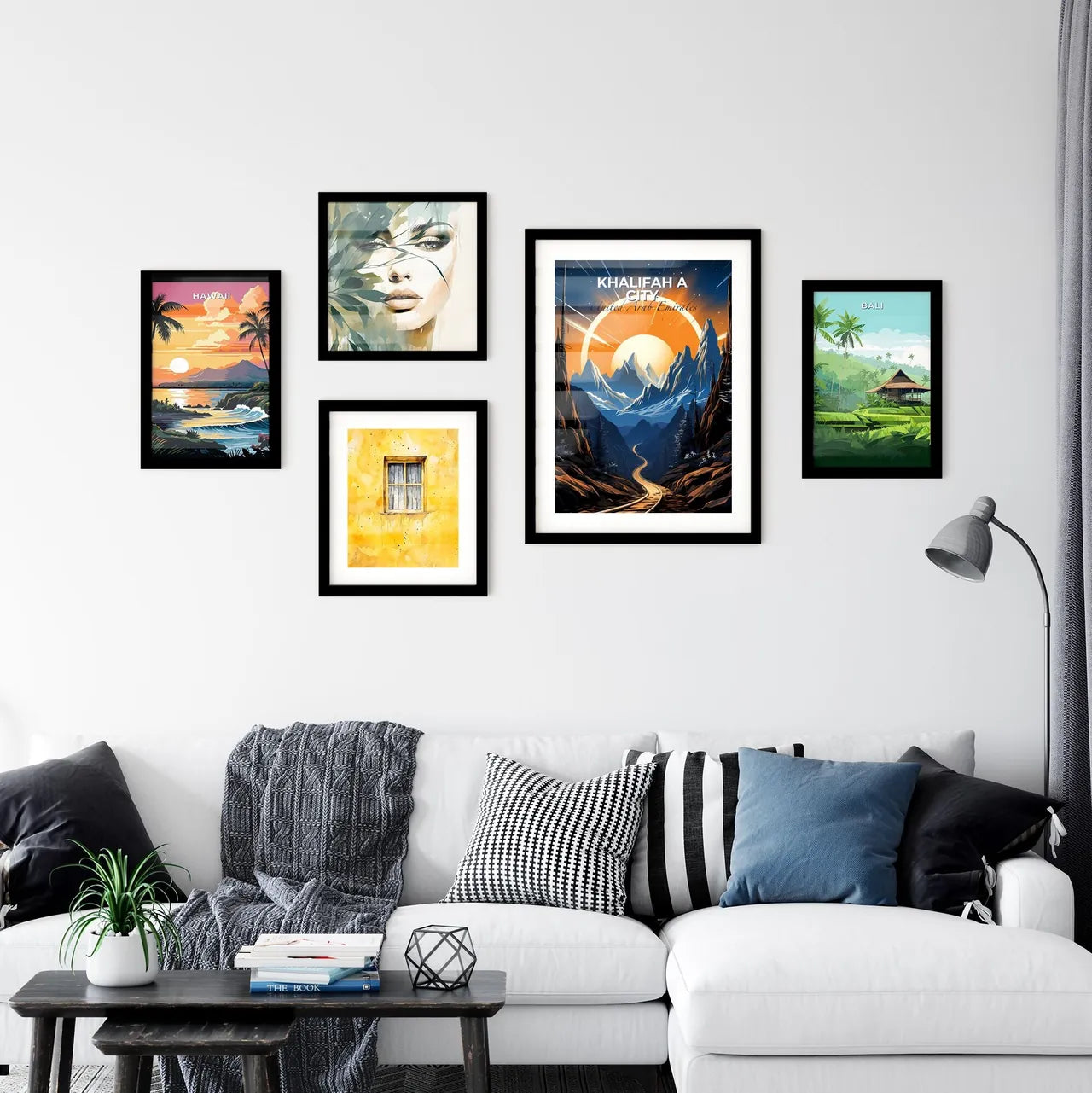 Vibrant Mountain Road Painting: Khalifah City United Arab Emirates Skyline Default Title