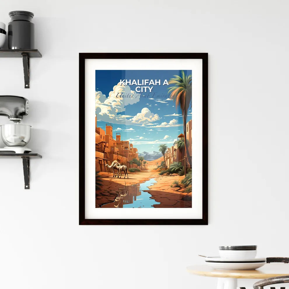 City United Arab Emirates Skyline, Khalifah camels desert town art painting Default Title