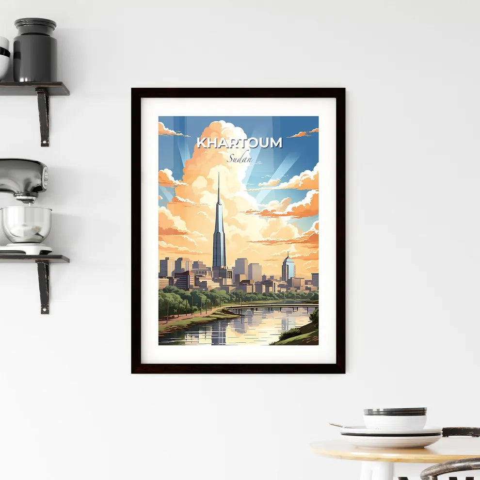 Khartoum Cityscape Art - Vibrant Painting of Sudan's Skyline with Tower and River Default Title