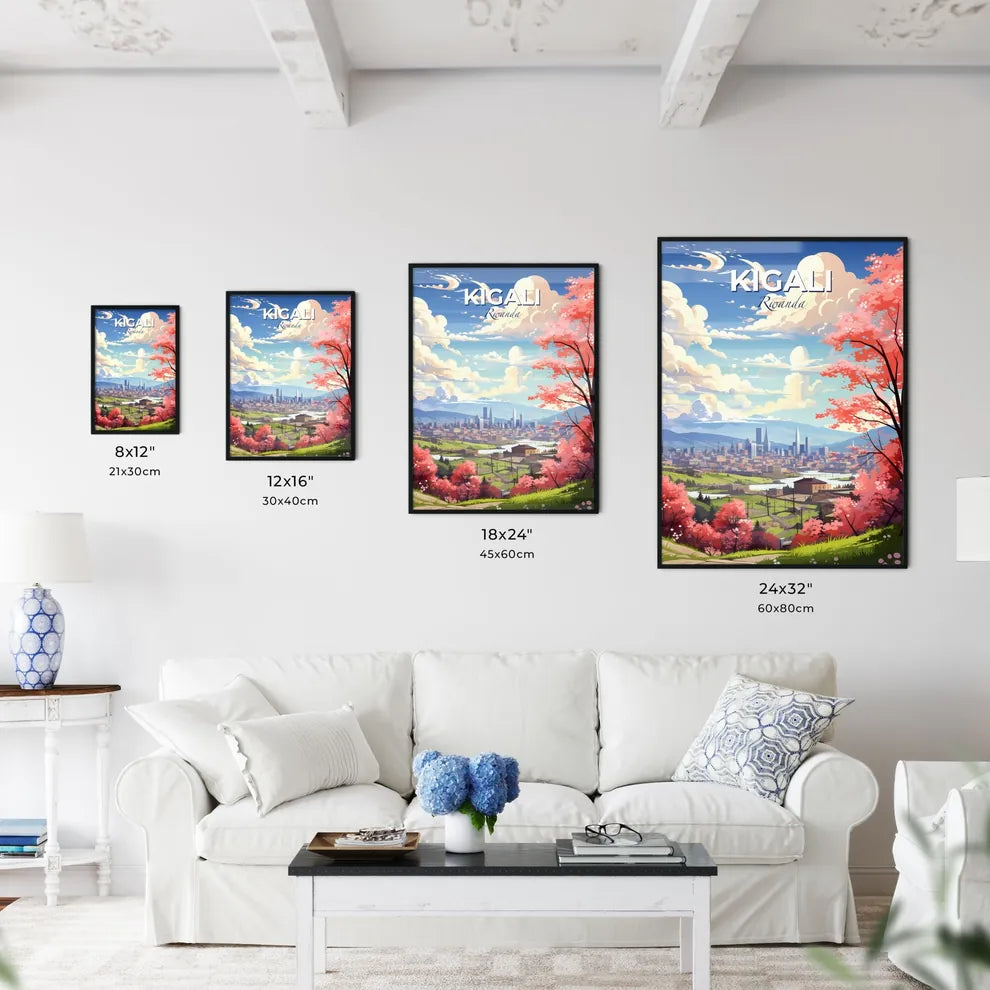 Artistic Cityscape with Vibrant Trees and Kigali Rwanda Skyline Default Title