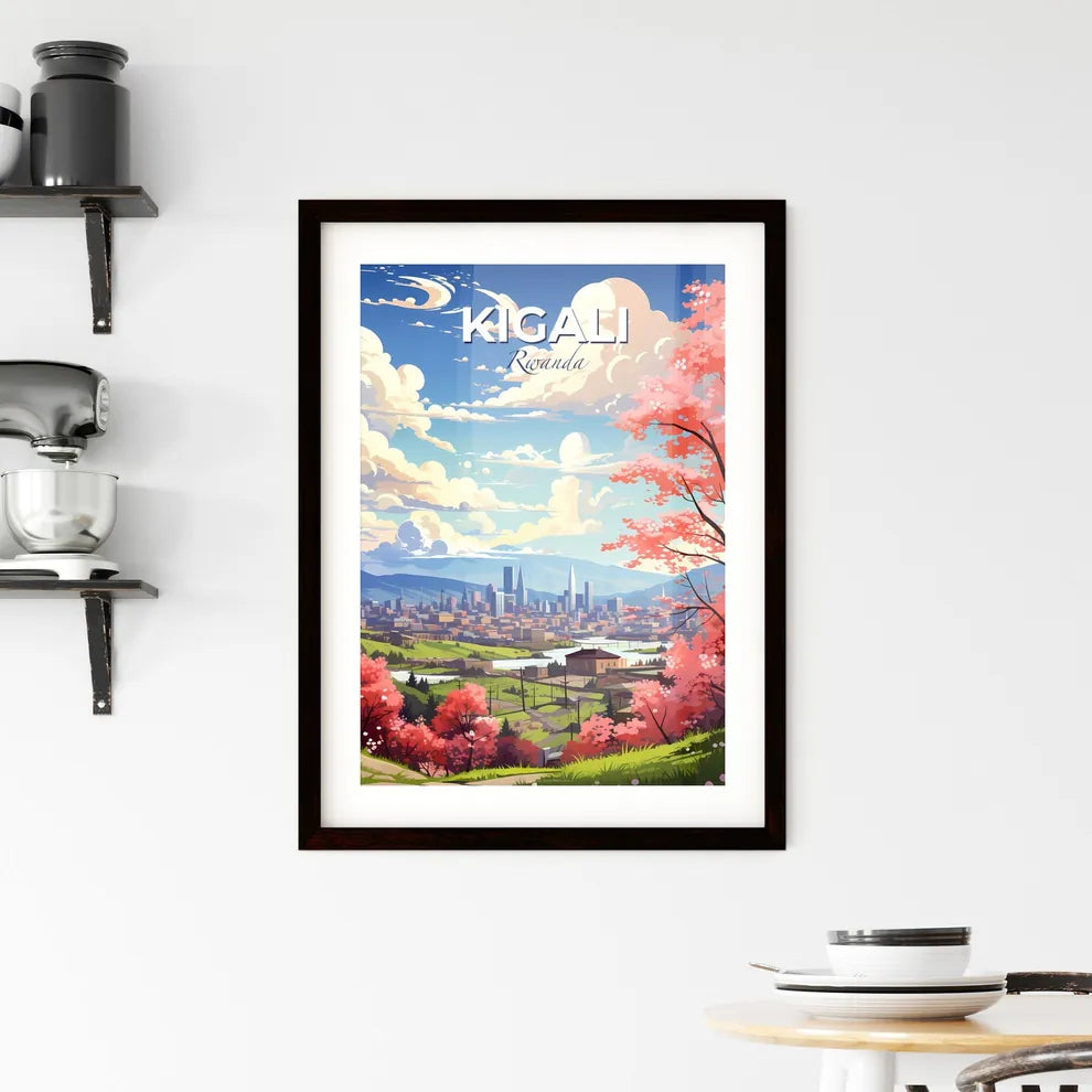 Artistic Cityscape with Vibrant Trees and Kigali Rwanda Skyline Default Title