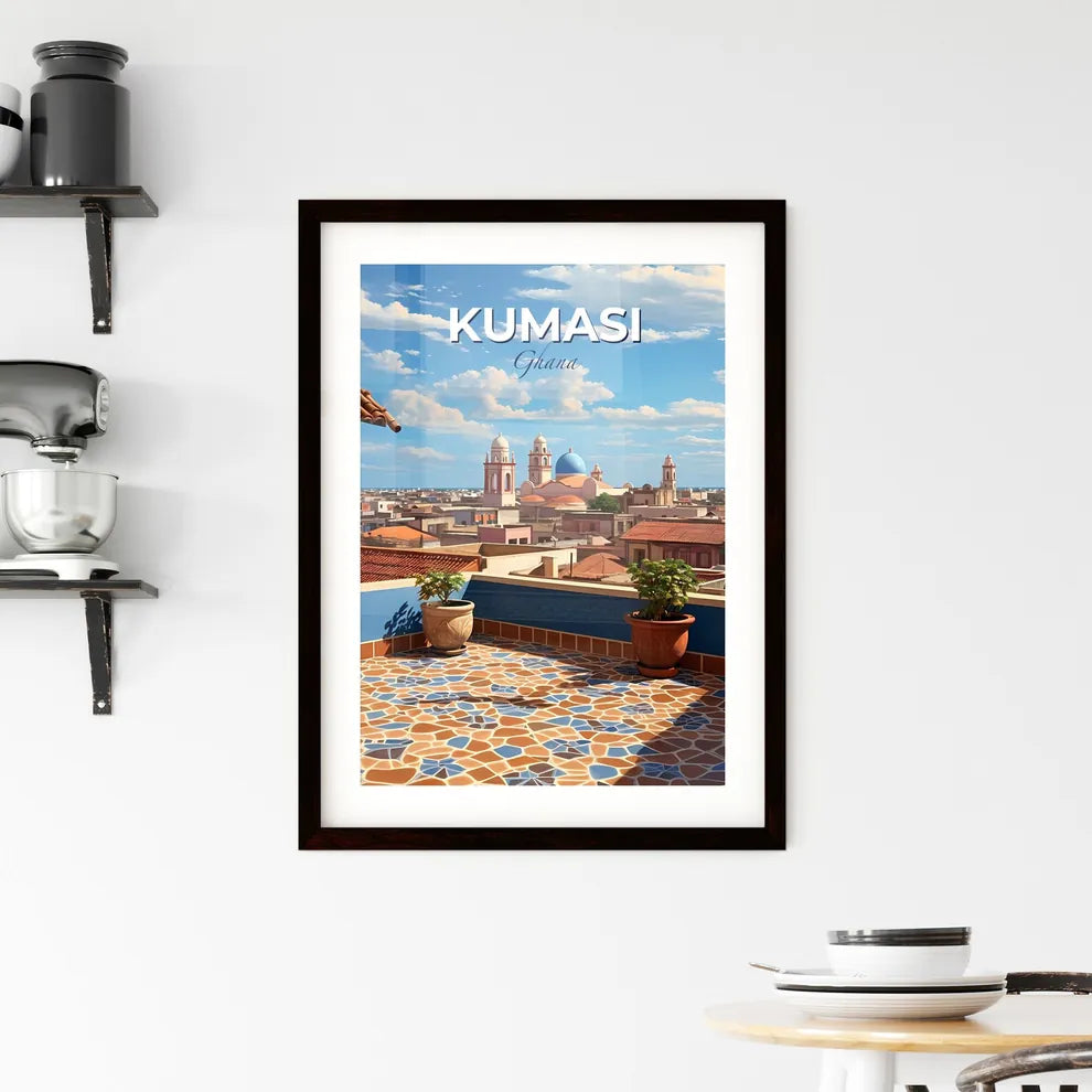 Ghanaian Art Painting of Buildings in Kumasi Cityscape Vivid Skyline in Africa Default Title