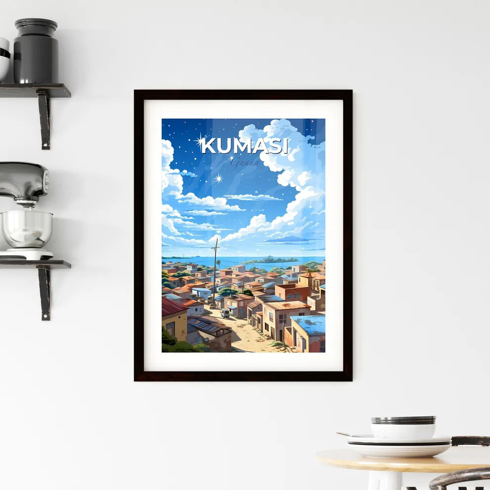 City Painting: Vibrant Kumasi Ghana Skyline with Buildings and Dramatic Clouds Default Title