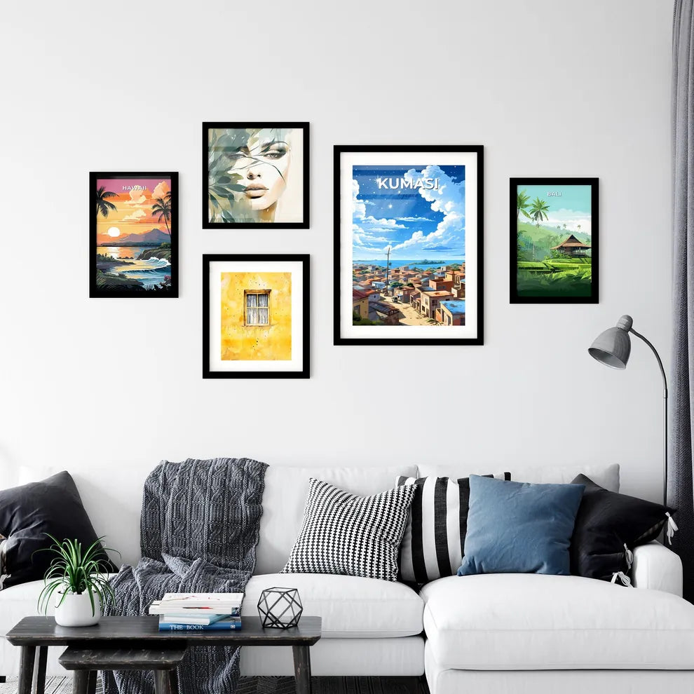 City Painting: Vibrant Kumasi Ghana Skyline with Buildings and Dramatic Clouds Default Title