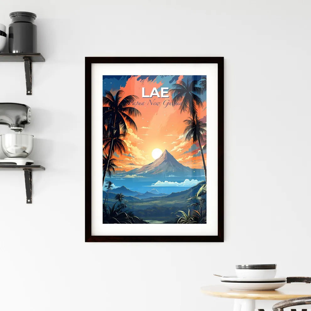 Vibrant Artistic Landscape of Lae in Papua New Guinea with Mountains and Palm Trees Skyline Default Title