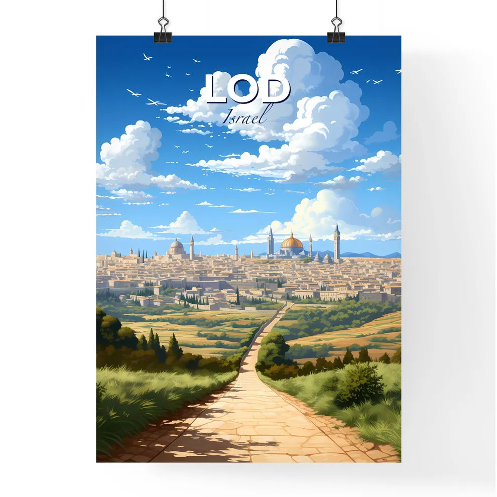 Abstract Colorful Cityscape Painting - Vibrant Road Leading to Modern City Buildings Default Title