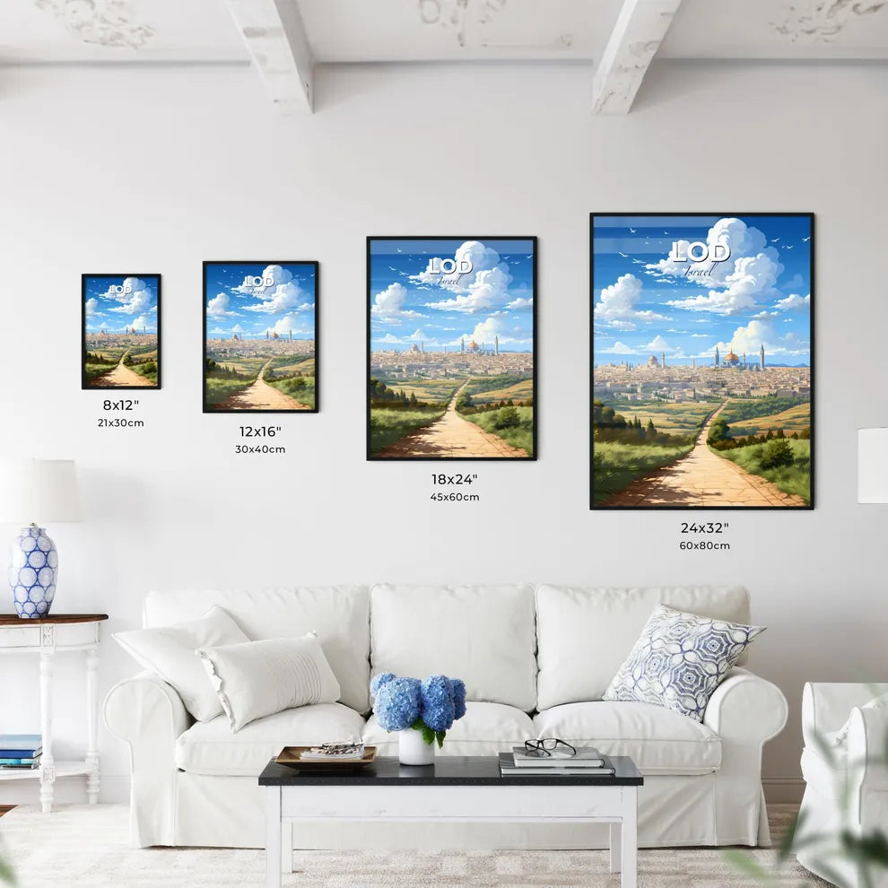 Abstract Colorful Cityscape Painting - Vibrant Road Leading to Modern City Buildings Default Title