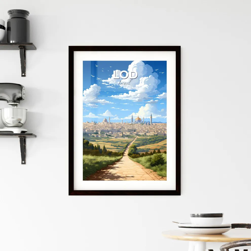 Abstract Colorful Cityscape Painting - Vibrant Road Leading to Modern City Buildings Default Title