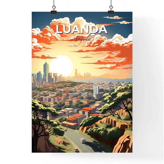 Vibrant Artistic Cityscape Painting of Luanda Angola Skyline with Buildings and Trees Default Title