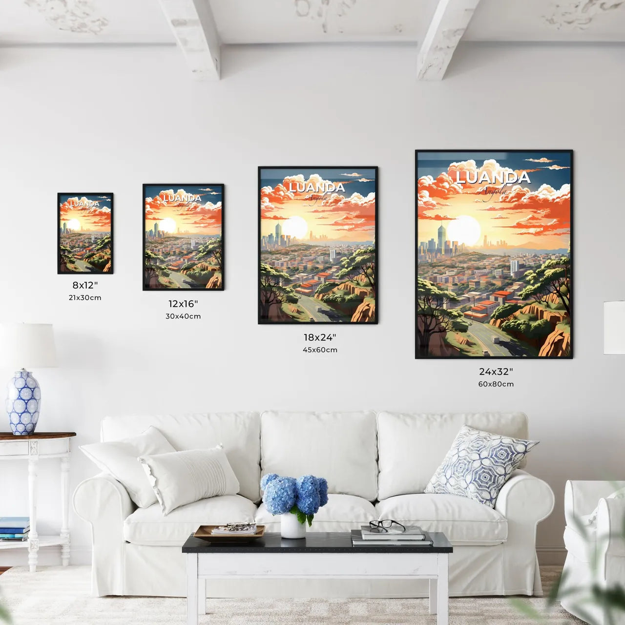 Vibrant Artistic Cityscape Painting of Luanda Angola Skyline with Buildings and Trees Default Title