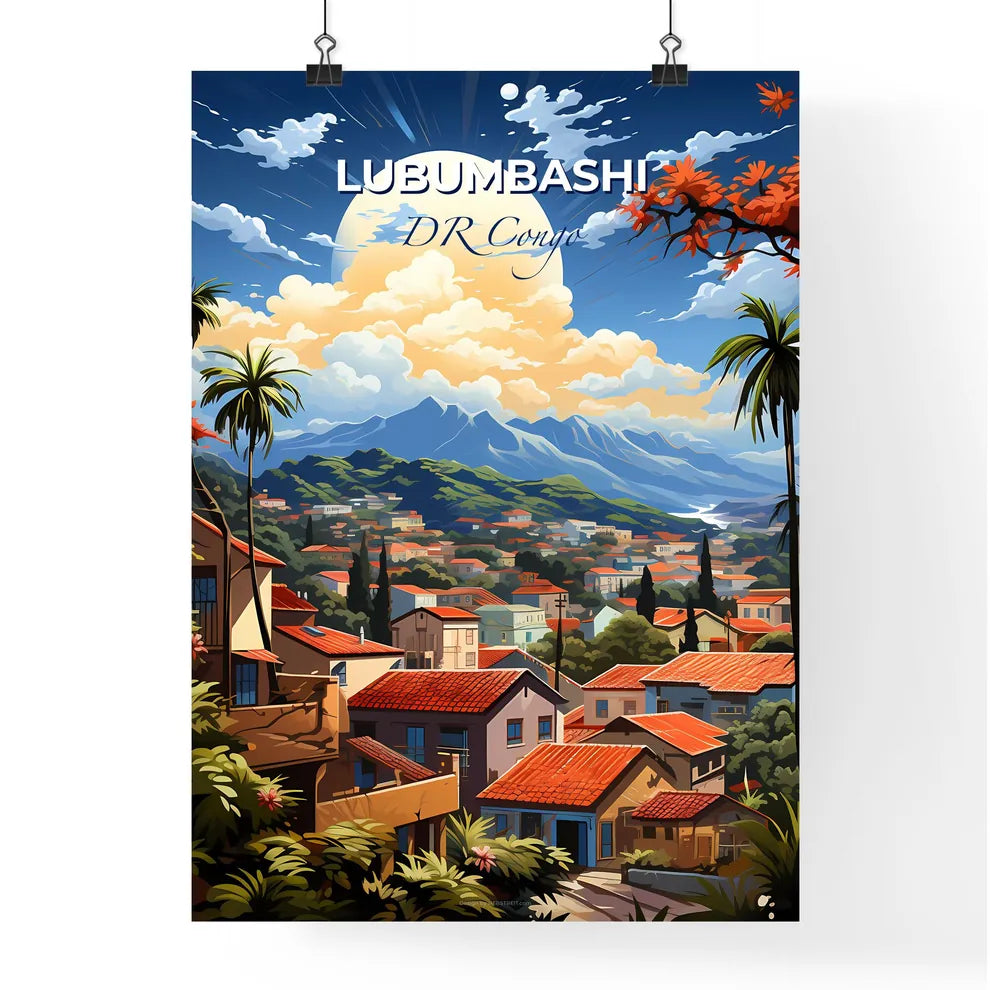 Artistic Lubumbashi Skyline Landscape Painting-Vibrant Town with Mountains and Trees Default Title