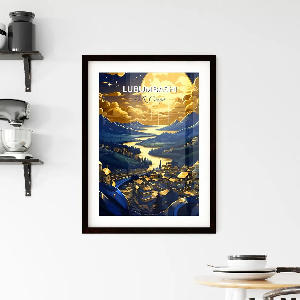 Expressive Cityscape Painting: Lubumbashi Skyline with Congo River and Distant Mountains Default Title