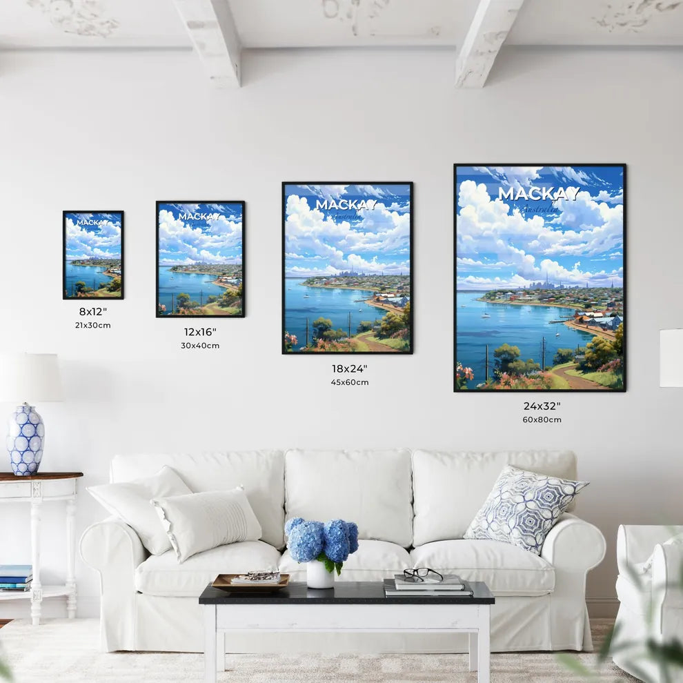 Mackay Australia Colorful City Skyline Canvas Painting Art by the Waterfront Default Title