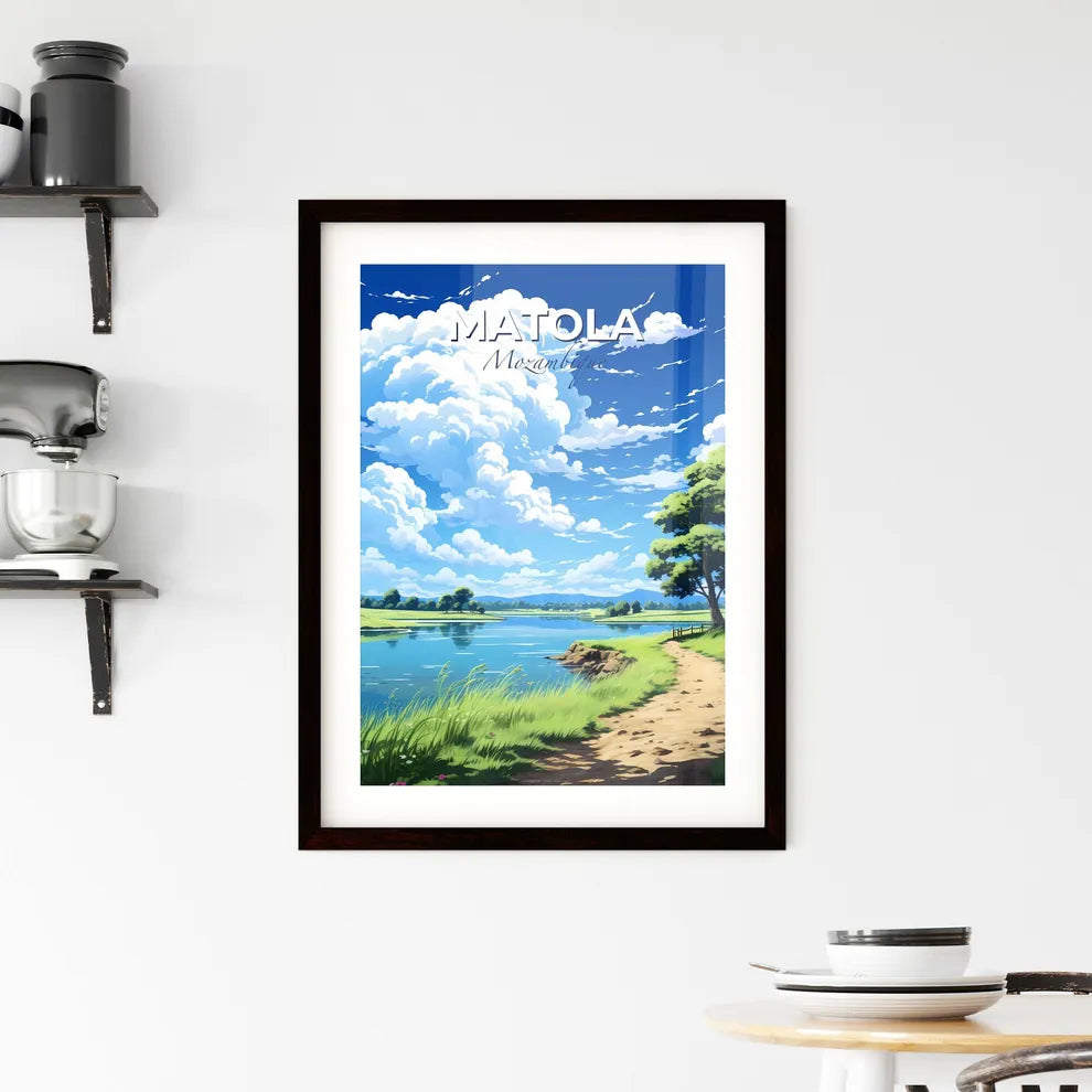 Matola Mozambique Skyline Painting | Vibrant Brushstroke Artwork | Path Leading to Lake Default Title